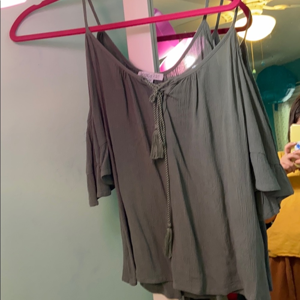 float green blouse